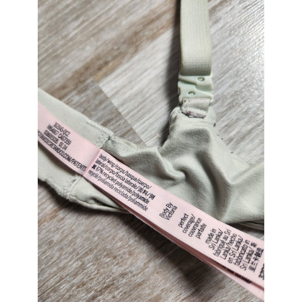 Victoria’s Secret Perfect Coverage Bra Green Lace Charm Underwire 32DD GUC - Picture 11 of 11